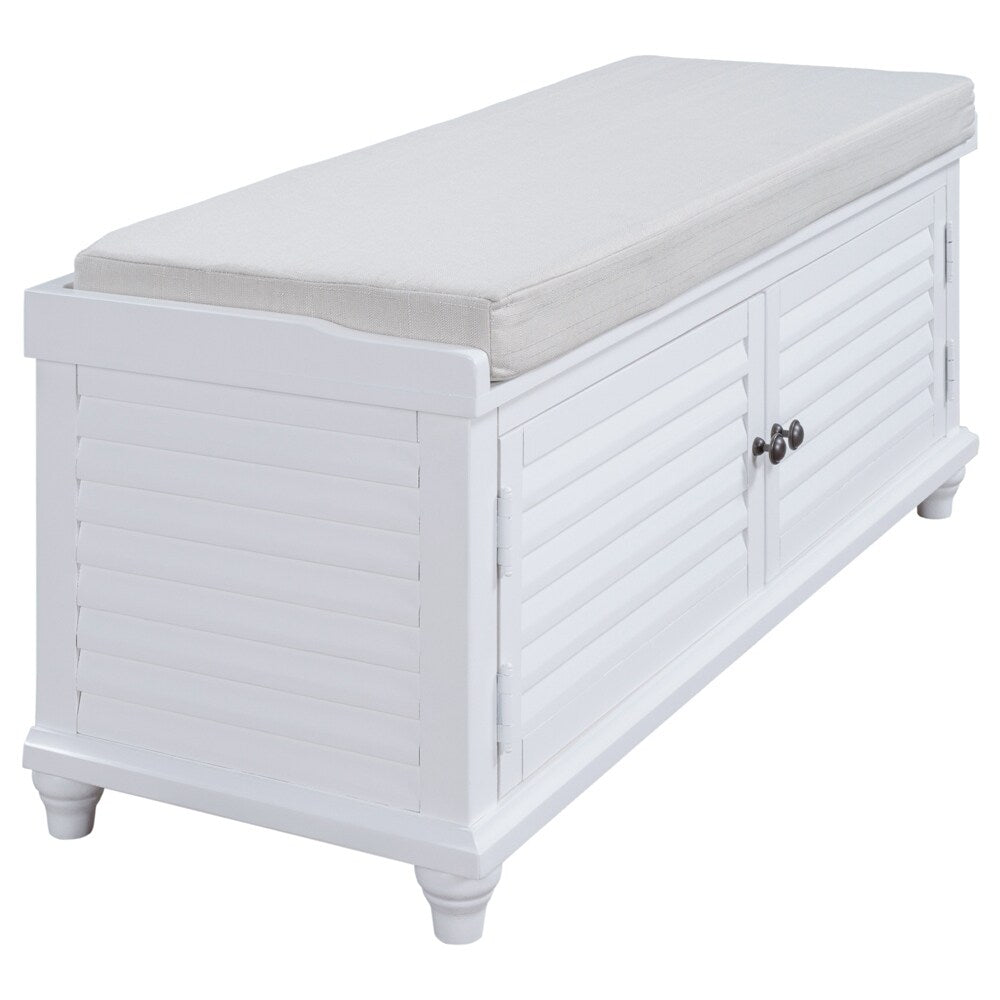 Wooden Shoe Storage Bench with Removable Cushion, Cabinet