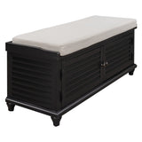 Wooden Shoe Storage Bench with Removable Cushion, Cabinet