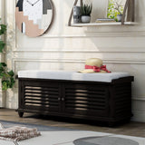 Wooden Shoe Storage Bench with Removable Cushion, Cabinet
