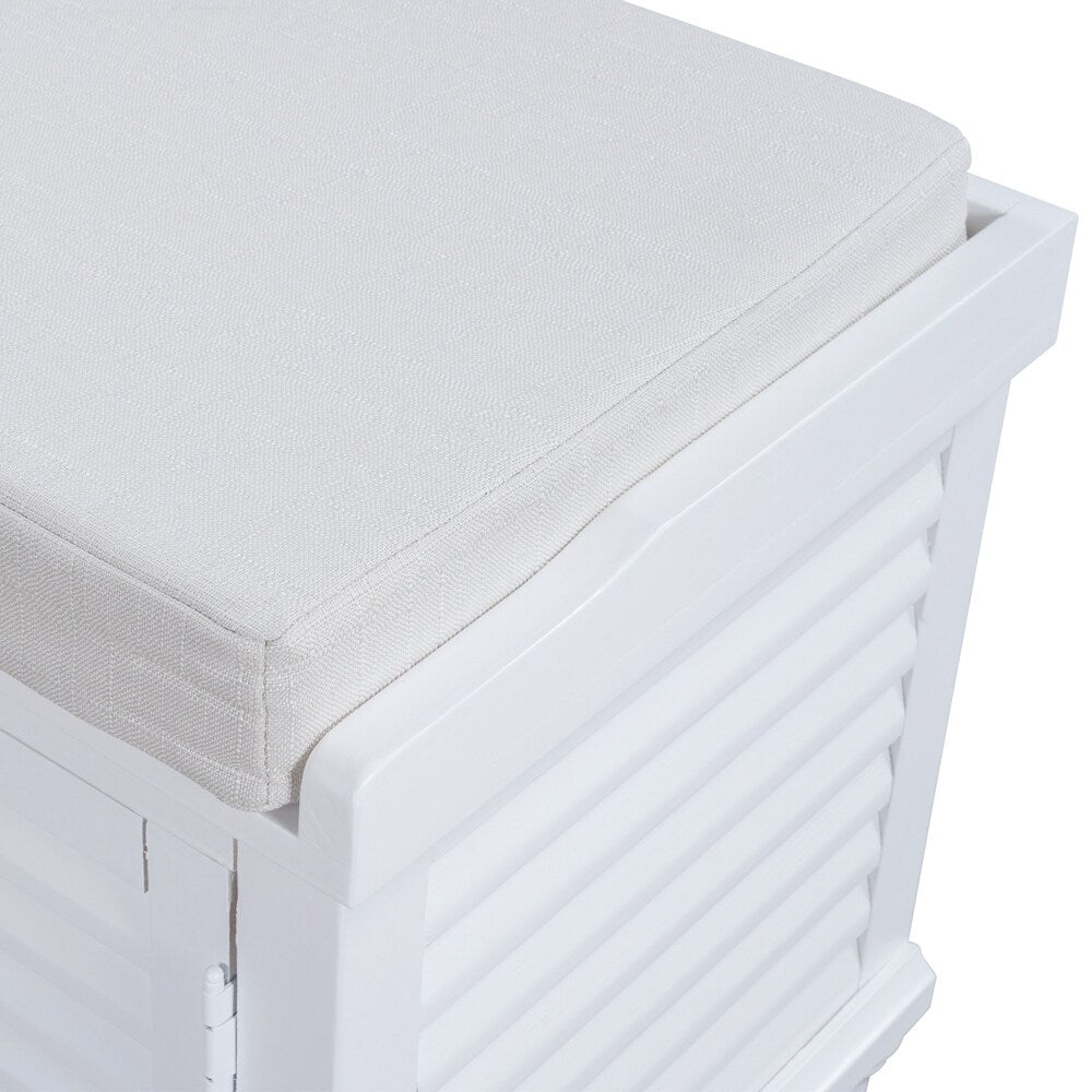 Wooden Shoe Storage Bench with Removable Cushion, Cabinet
