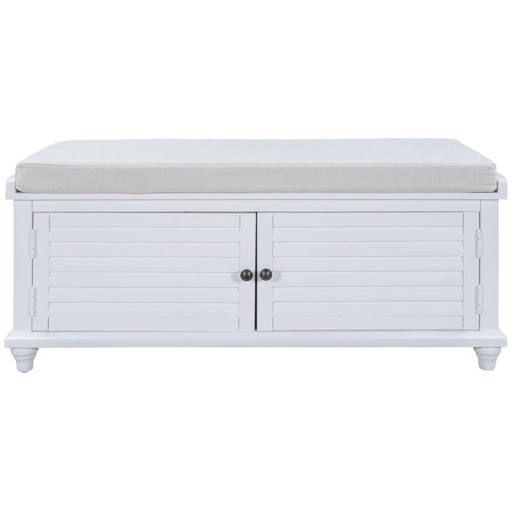 Wooden Shoe Storage Bench with Removable Cushion, Cabinet