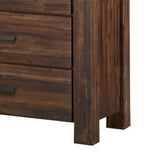 Wooden Six Drawer Dresser with Metal Pull and Tenon Corner Joints, Brick Brown