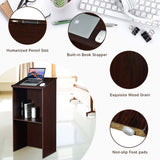 Wooden Speaking Lectern Floor Standing Podium w/ Adjustable Shelf