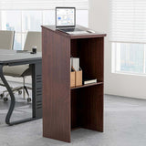 Wooden Speaking Lectern Floor Standing Podium w/ Adjustable Shelf