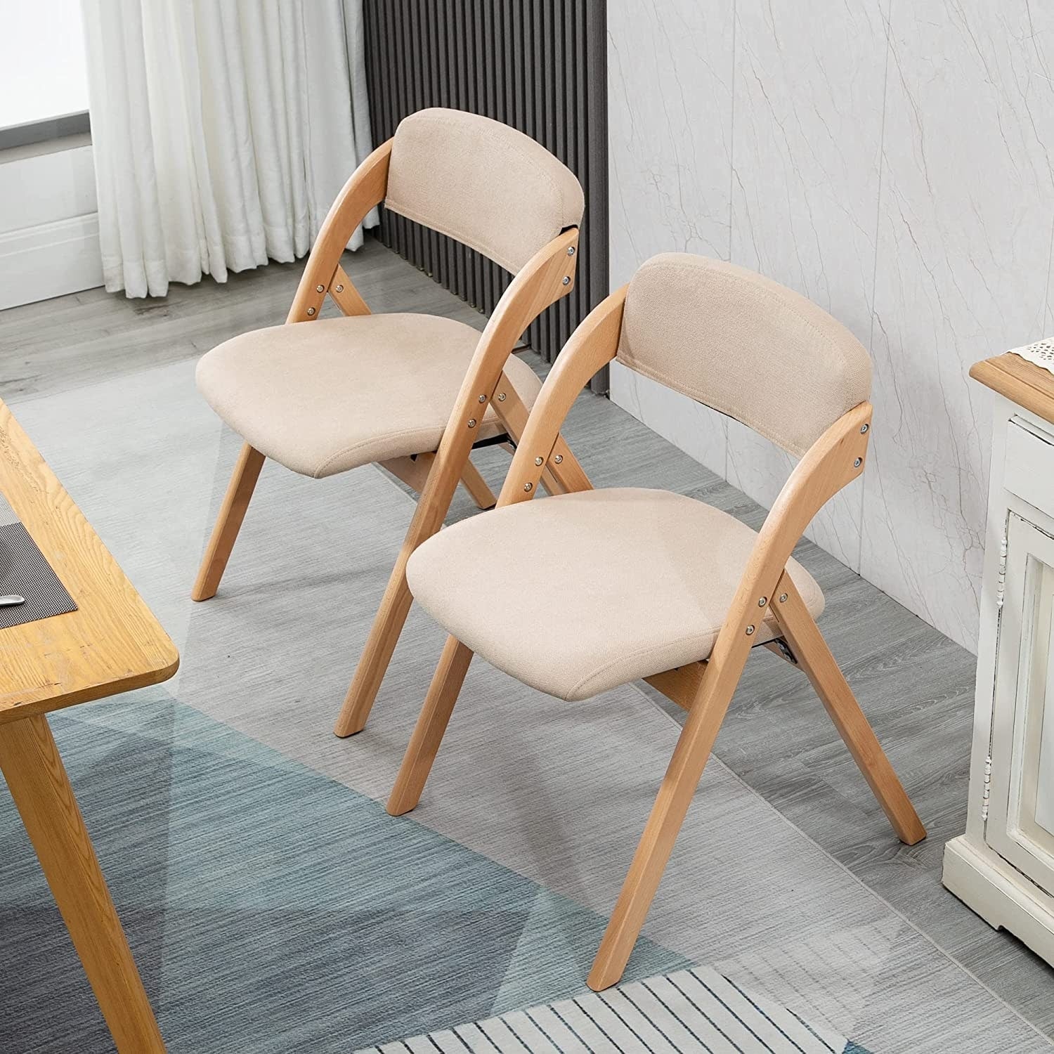 Wooden Stackable Dining Folding Chairs with Padded Seats Set of 2 Overstock