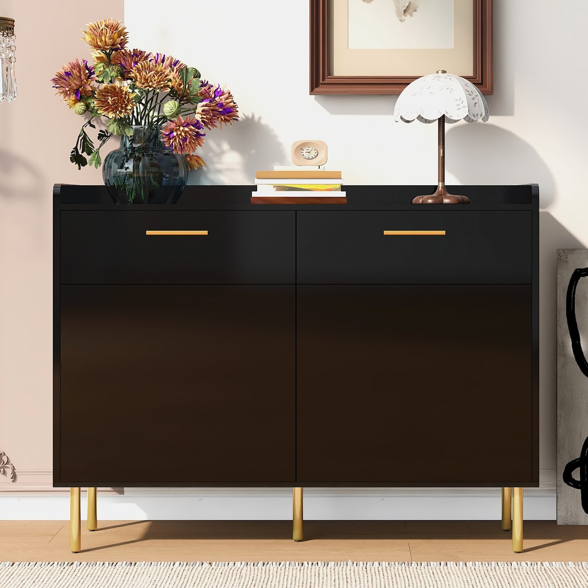 Wooden Storage Cabinet with Drawers