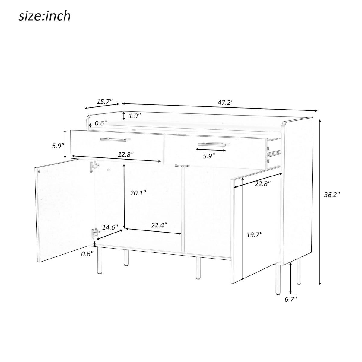 Wooden Storage Cabinet with Drawers