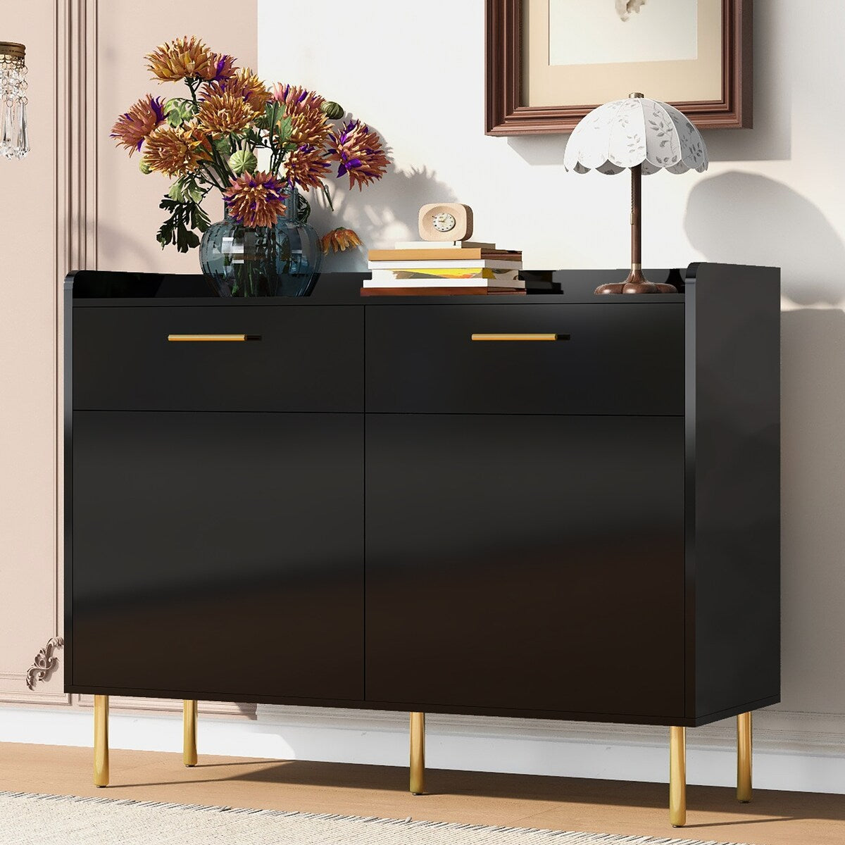 Wooden Storage Cabinet with Drawers
