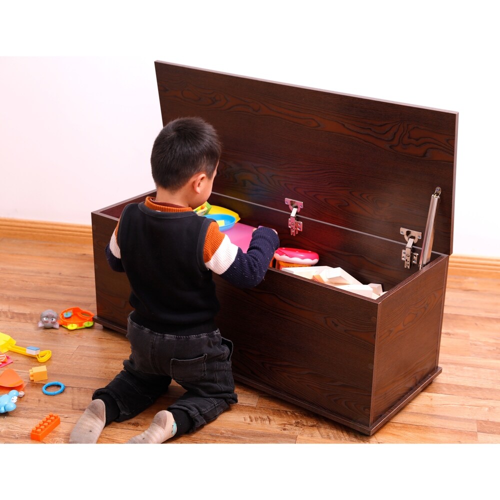 Large Storage Toy Box with Soft Closure Lid, Wooden Organizing Furniture Storage Chest