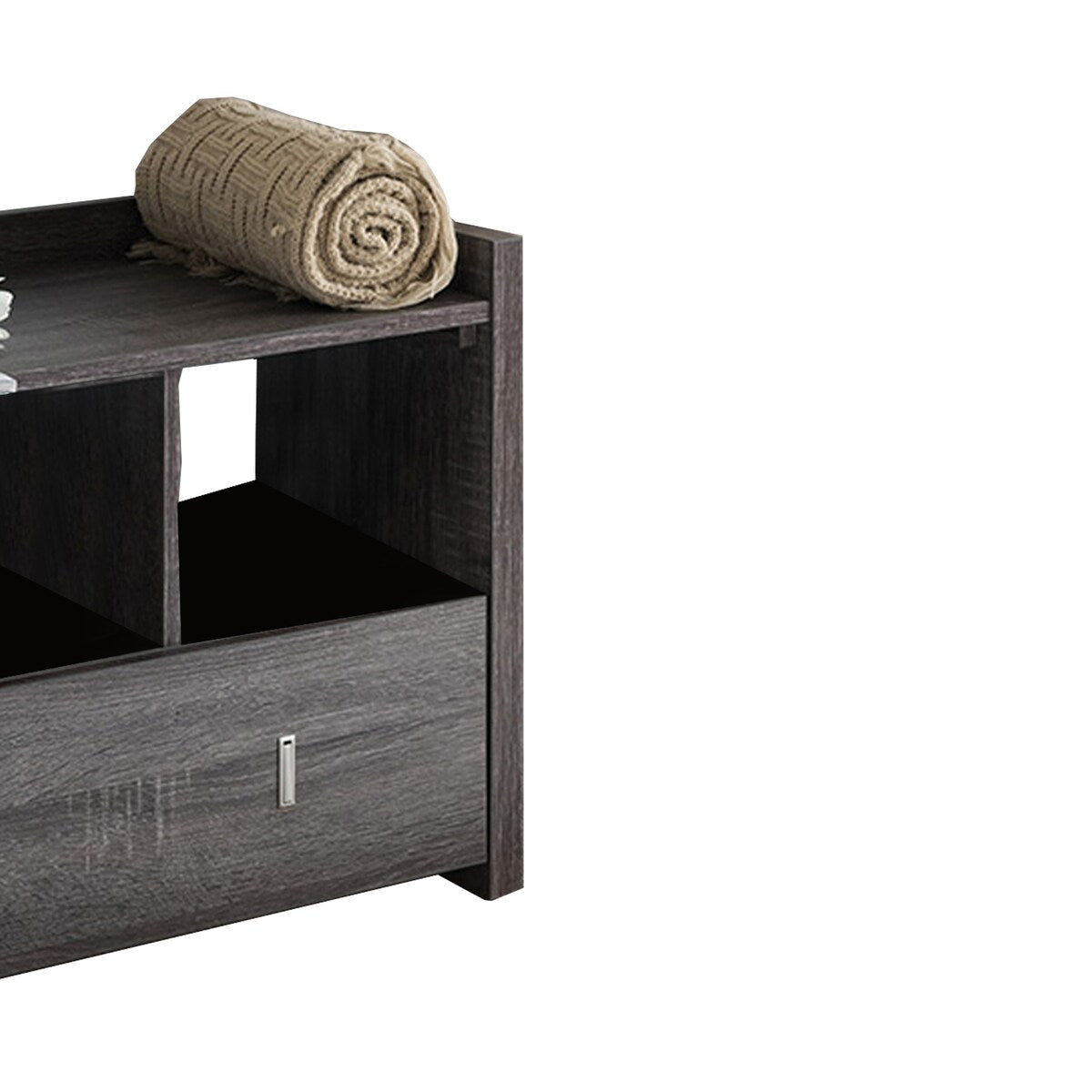 Wooden Storage Shoe Rack Bench With 3 Shelves and Raised Top, Distressed Gray