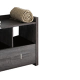 Wooden Storage Shoe Rack Bench With 3 Shelves and Raised Top, Distressed Gray