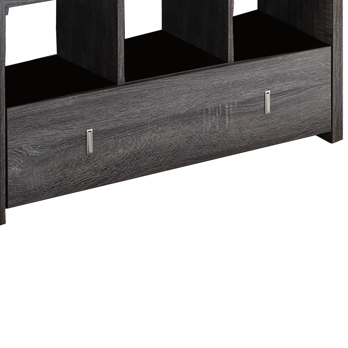 Wooden Storage Shoe Rack Bench With 3 Shelves and Raised Top, Distressed Gray