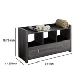 Wooden Storage Shoe Rack Bench With 3 Shelves and Raised Top, Distressed Gray