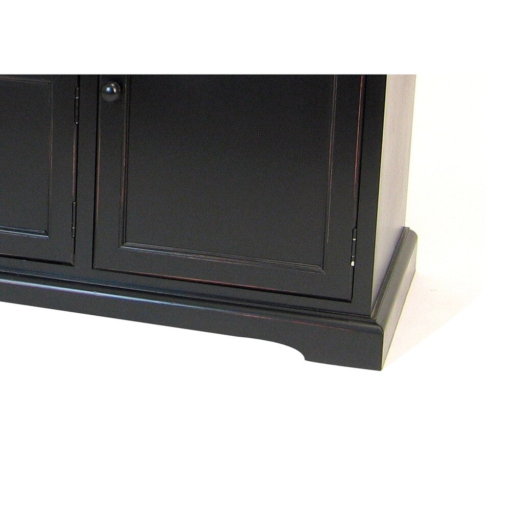 Wooden TV Stand with 1 Shelf and 3 Cabinets, Black