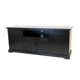 Wooden TV Stand with 1 Shelf and 3 Cabinets, Black
