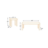 Wooden Table Set with Textural Details and Parson Leg Support, Set of Three, Brown