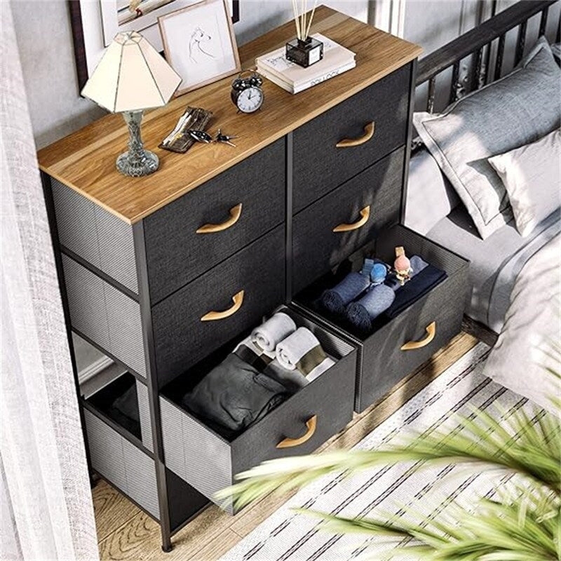 Wooden Top Easy Pull Fabric Bins