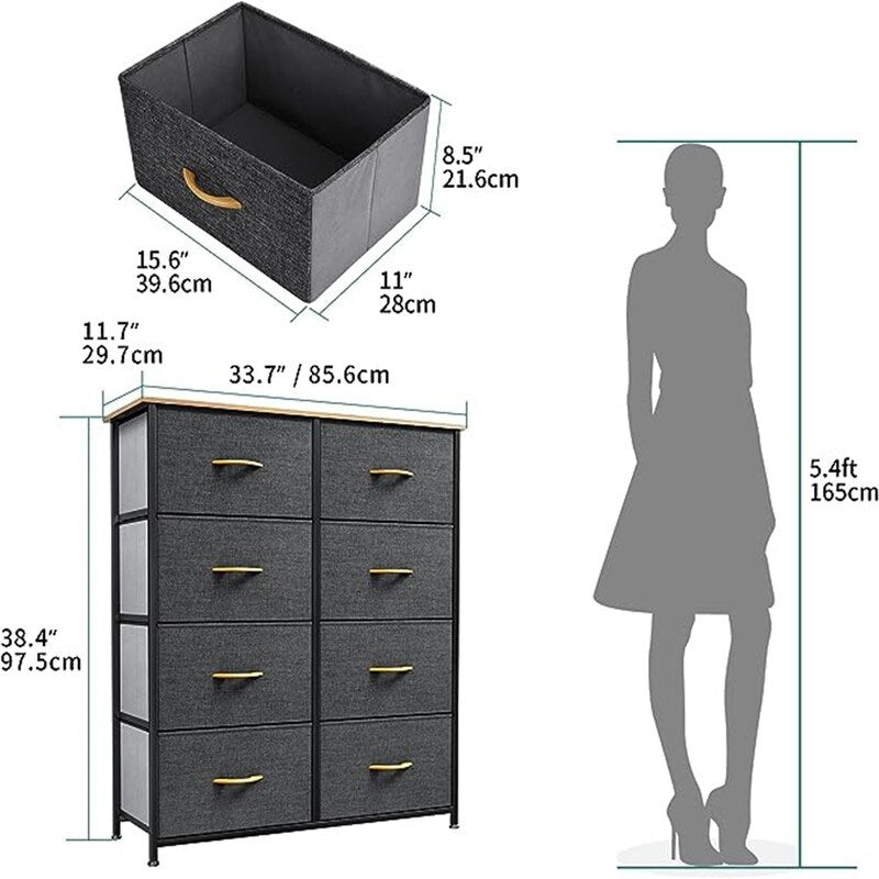 Wooden Top Easy Pull Fabric Bins