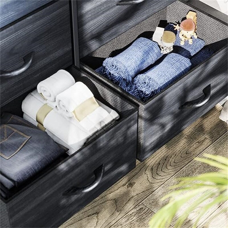 Wooden Top Easy Pull Fabric Bins