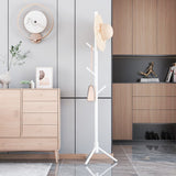Wooden Triangle Base Standing Coat Rack with 8 Hook