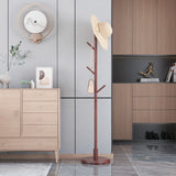 Wooden Triangle Base Standing Coat Rack with 8 Hook