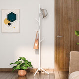 Wooden Triangle Base Standing Coat Rack with 8 Hook