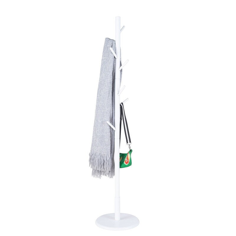 Wooden Triangle Base Standing Coat Rack with 8 Hook