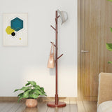 Wooden Triangle Base Standing Coat Rack with 8 Hook