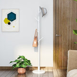 Wooden Triangle Base Standing Coat Rack with 8 Hook