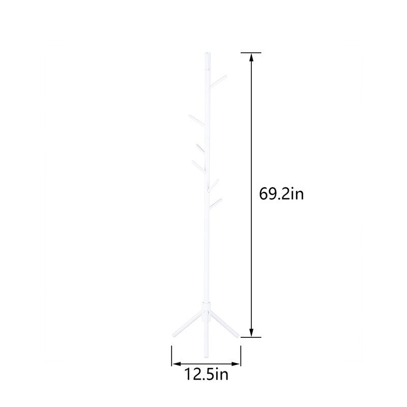 Wooden Triangle Base Standing Coat Rack with 8 Hook