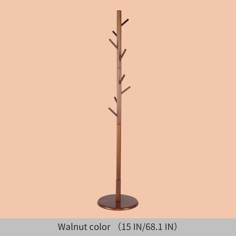 Wooden Triangle Base Standing Coat Rack with 8 Hook