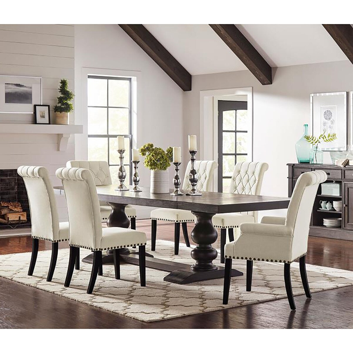 Wooden Tufted Side Chairs,Dining Chair (Set of 2)