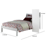 Wooden Twin Size Bed with Slated Headboard and Block Legs, White