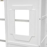 Wooden Twin Size House Shaped Loft Bed Frame with Ladder, White