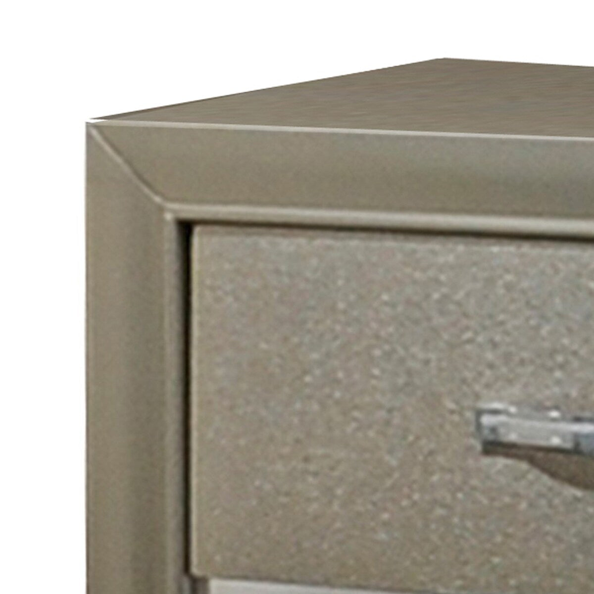 Wooden Two Drawer Nightstand With Bracket Legs, Champagne