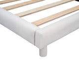 Wooden Velvet Upholstered Platform Bed with Soft Headboard, Twin Size