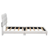 Wooden Velvet Upholstered Platform Bed with Soft Headboard, Twin Size
