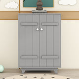 Wooden Wardrobe Cabinet Storage Armoires With Hanging Rod And Doors,Sturdy Frame,Versatile Use