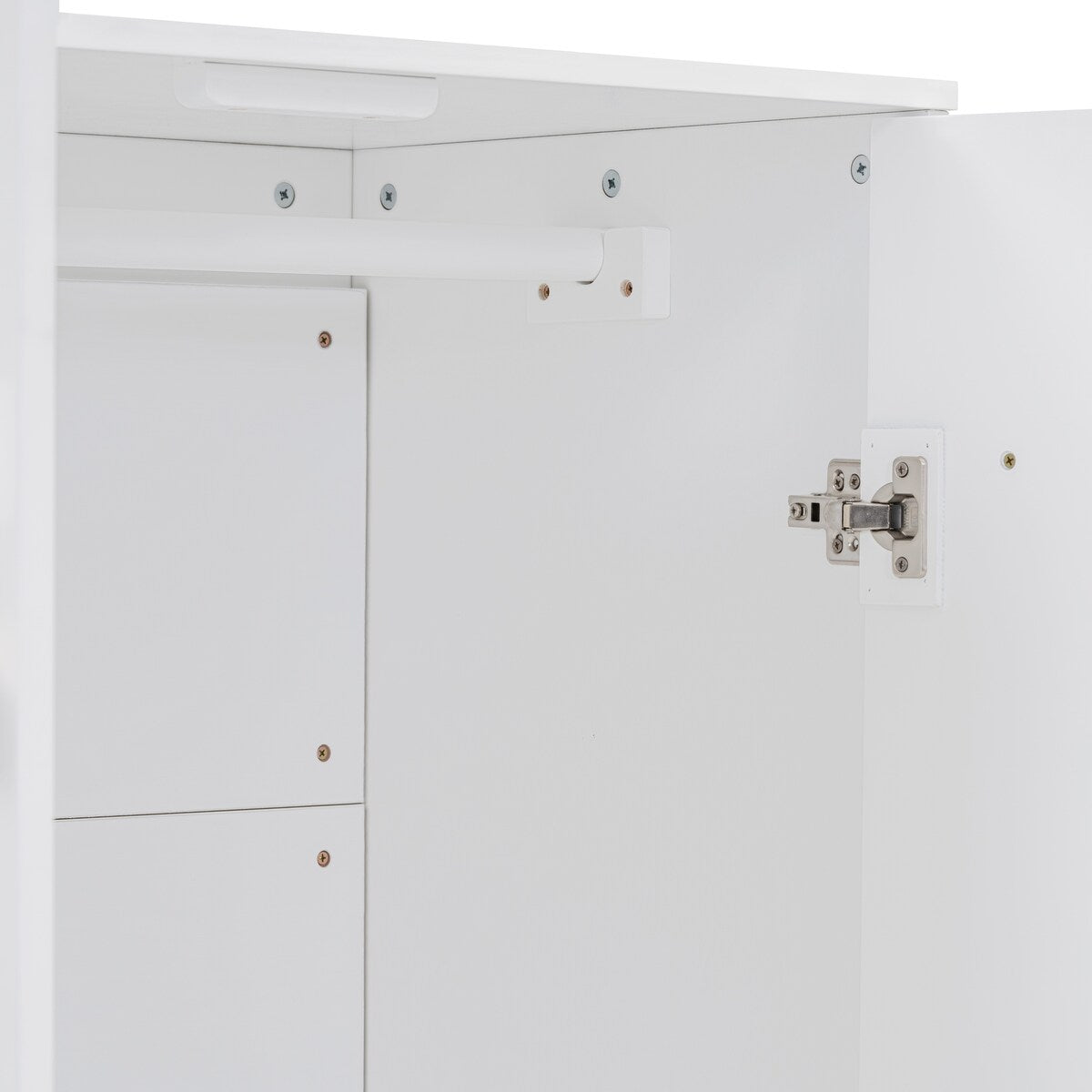 Wooden Wardrobe Cabinet Storage Armoires With Hanging Rod And Doors,Sturdy Frame,Versatile Use