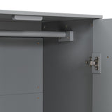 Wooden Wardrobe Cabinet Storage Armoires With Hanging Rod And Doors,Sturdy Frame,Versatile Use