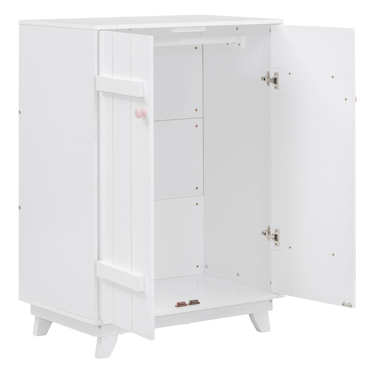 Wooden Wardrobe Cabinet Storage Armoires With Hanging Rod And Doors,Sturdy Frame,Versatile Use