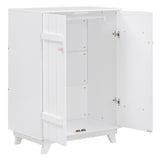 Wooden Wardrobe Cabinet Storage Armoires With Hanging Rod And Doors,Sturdy Frame,Versatile Use
