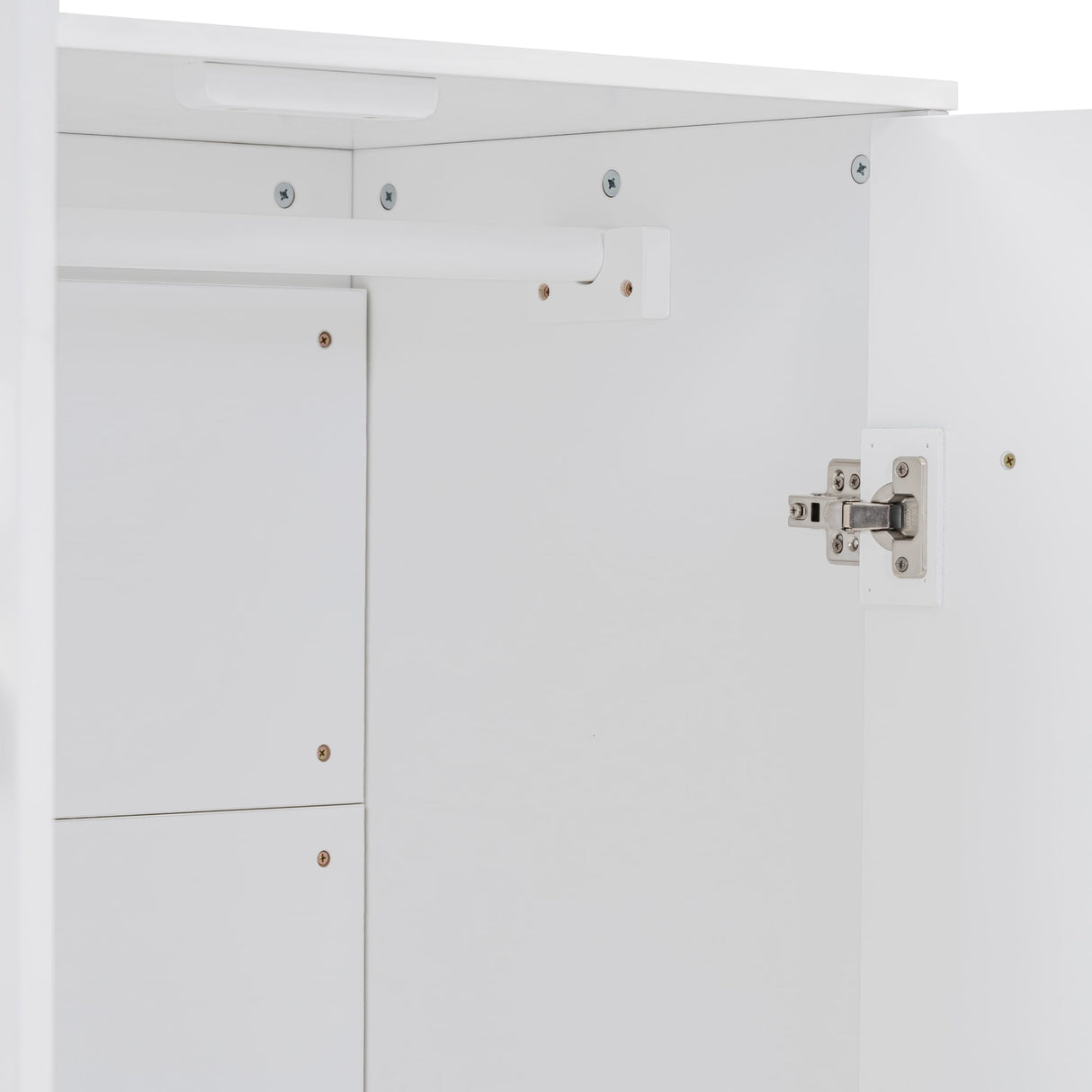 Wooden Wardrobe with Hanging Rod, Storage Armoires