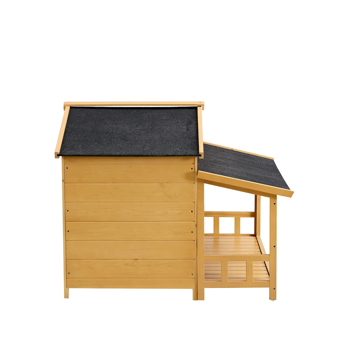 Wooden Waterproof Dog Cage Kennel with Porch & 2 Doors