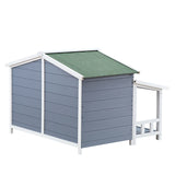 Wooden Waterproof Dog Cage Kennel with Porch & 2 Doors