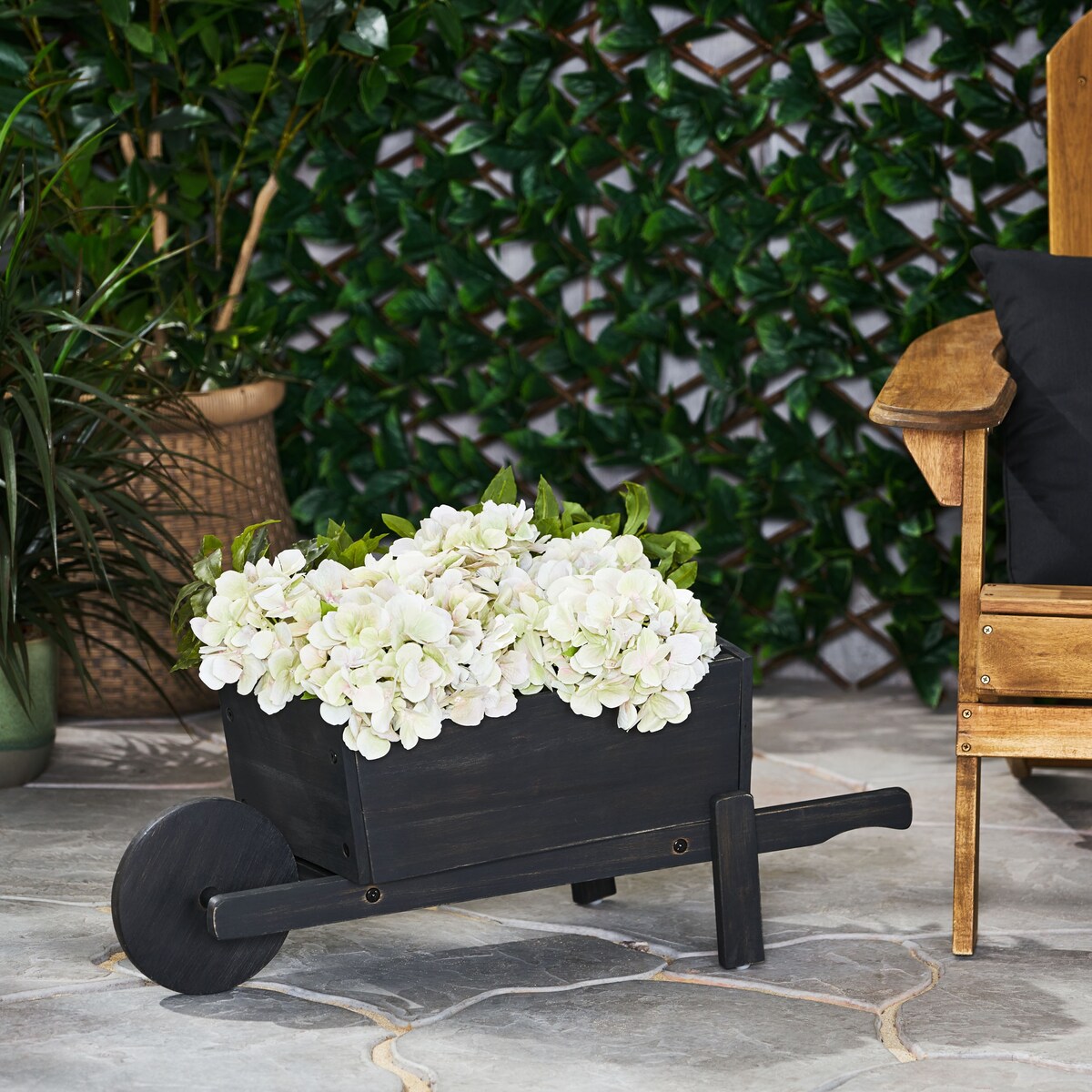 Wooden Wheelbarrow Planter Pot Garden Cart Planter Box
