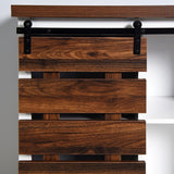 Wooden White Storage Cabinet with Barn Door 31.50W 15.35D 32.00H
