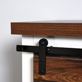 Wooden White Storage Cabinet with Barn Door 31.50W 15.35D 32.00H