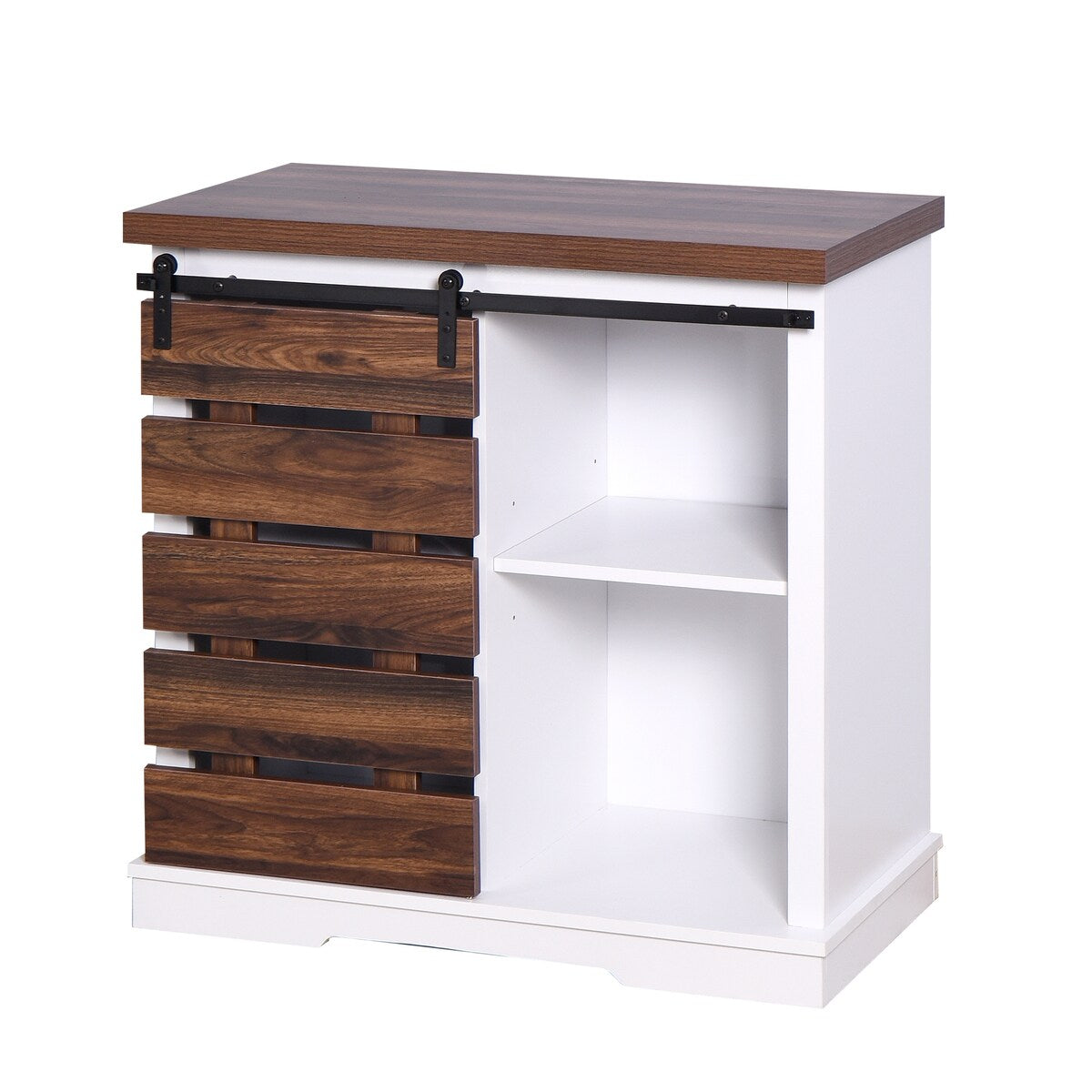 Wooden White Storage Cabinet with Barn Door 31.50W 15.35D 32.00H