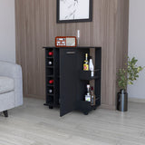 Woodland Bar Cart with Casters, Wine Rack and Open Shelf